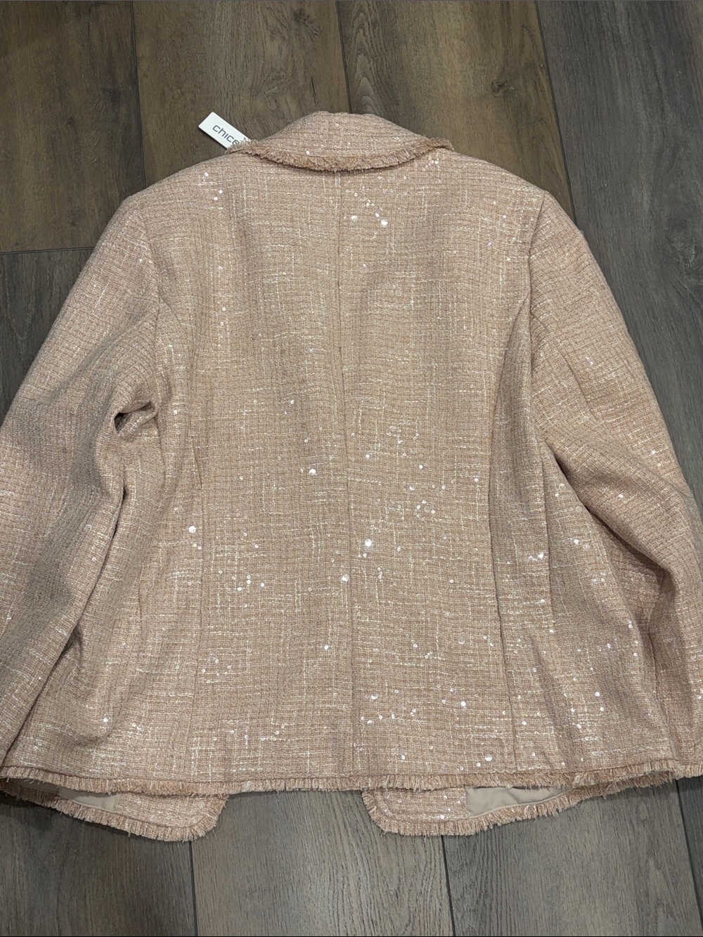 Chico's Blush Pink Tweed Sequins Blazer Jacket - Picture 4 of 4